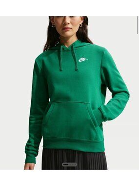 Nike Hooded Sweatshirt Size Small Womens Green Club Fleece Hoodie DQ5775-324